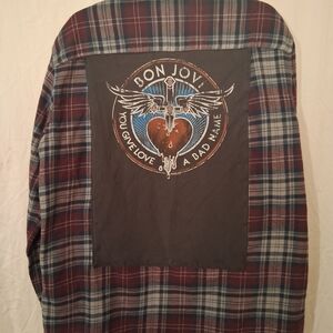 Chaps Red and Blue Plaid Shirt with Graphic Back